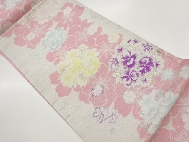JAPANESE FUKURO OBI / WOVEN SAKURA & FLOWER